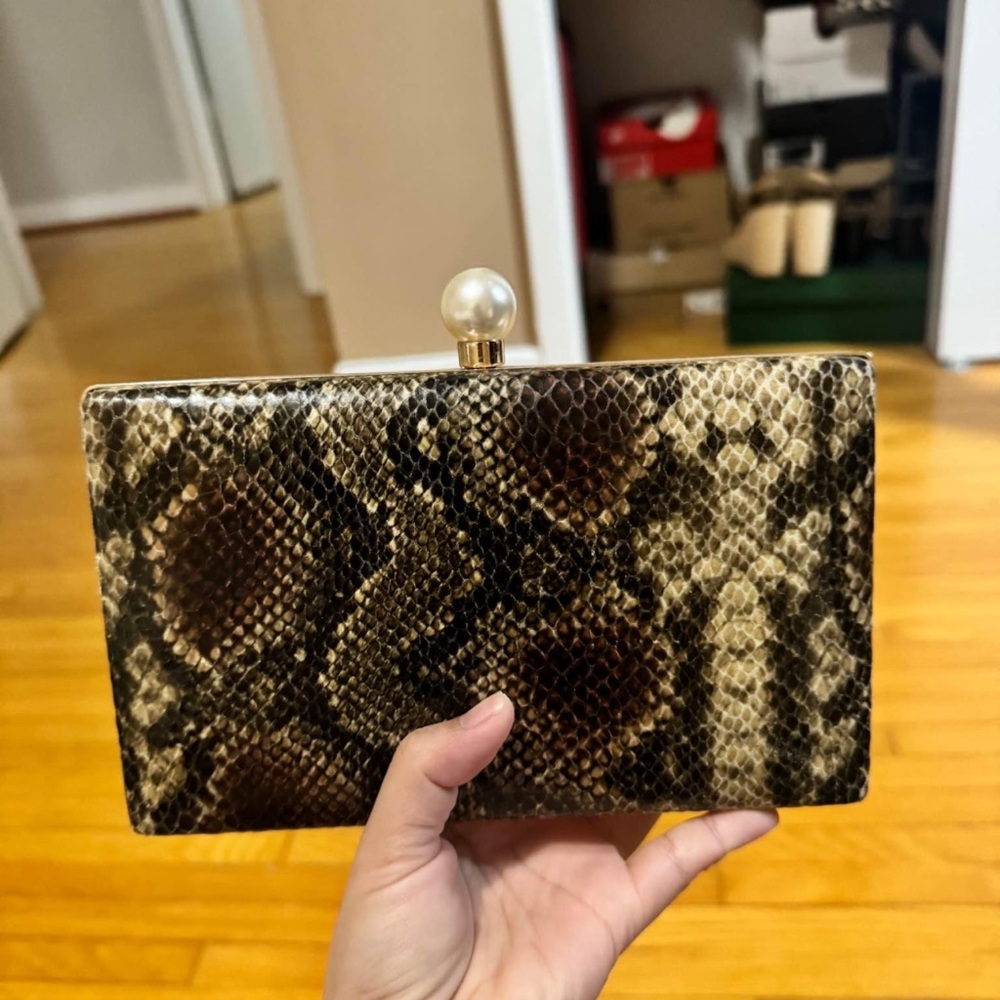 H&M Brown Snake Print Clutch
